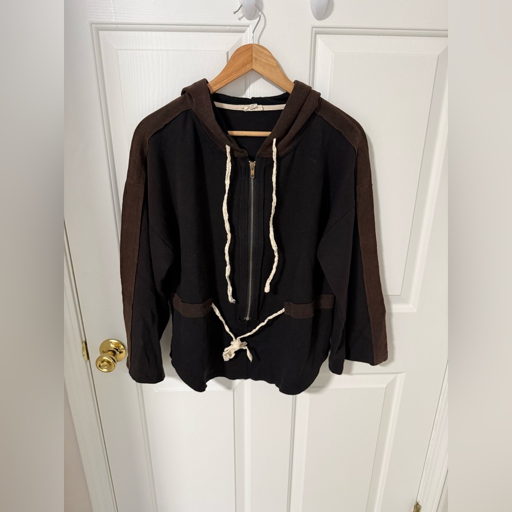 POL Women’s Black & Brown Hooded Zip Pullover